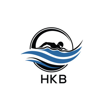 HKB Swimming  Company logo. HKB Water Sports logo design for entrepreneur and business. HTK Training Branding best icon.
