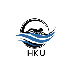 HKU Swimming  Company logo. HKU Water Sports logo design for entrepreneur and business. HTK Training Branding best icon.
