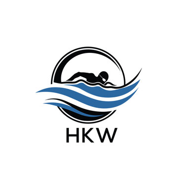 HKW Swimming  Company logo. HKW Water Sports logo design for entrepreneur and business. HTK Training Branding best icon.
