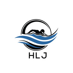 HLJ Swimming  Company logo. HLJ Water Sports logo design for entrepreneur and business. HTK Training Branding best icon.
