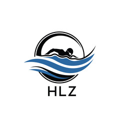 HLZ Swimming  Company logo. HLZ Water Sports logo design for entrepreneur and business. HTK Training Branding best icon.
