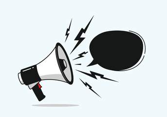 Announcements and important information broadcasted loudly through a megaphone with a speech bubble