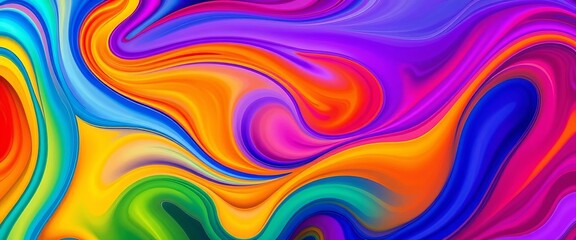 Vibrant, swirling abstract shapes in bold colors,  explosion,  happy