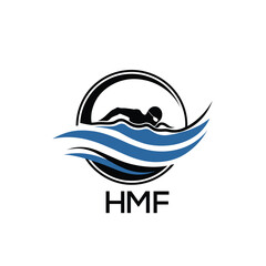 HMF Swimming  Company logo. HMF Water Sports logo design for entrepreneur and business. HTK Training Branding best icon.
