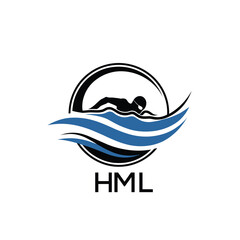 HML Swimming  Company logo. HML Water Sports logo design for entrepreneur and business. HTK Training Branding best icon.
