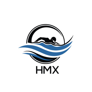 HMX Swimming  Company logo. HMX Water Sports logo design for entrepreneur and business. HTK Training Branding best icon.
