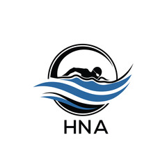 HNA Swimming  Company logo. HNA Water Sports logo design for entrepreneur and business. HTK Training Branding best icon.
