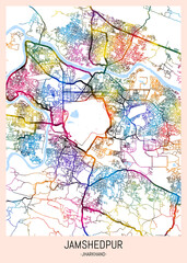 Jamshedpur Jharkhand City Map. city background, abstract city printable, city travel, city banner, modern city, city background, abstract watercolor, abstract paint, urban background