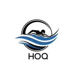 HOQ Swimming  Company logo. HOQ Water Sports logo design for entrepreneur and business. HTK Training Branding best icon.
