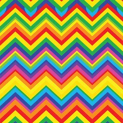 Fototapeta premium Colorful Chevron Pattern with Vibrant Rainbow Stripes Wavy Zigzag Design, seamless pattern, royalty stock.