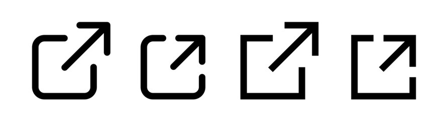 External link icons. Web chain open link to attached website. External link icon vector sign.