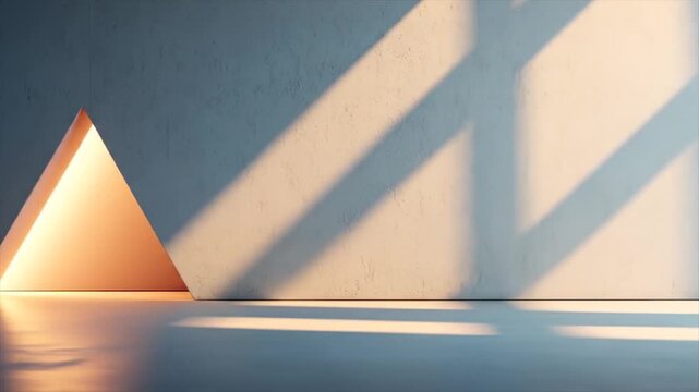 An empty, modern interior space with a triangular light well highlights the architectural design.