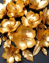 Golden flowers on dark background