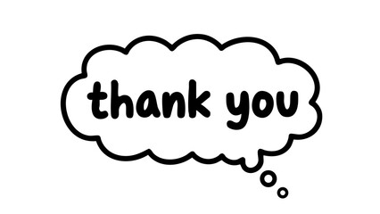 Thank you text in cloud bubble chat