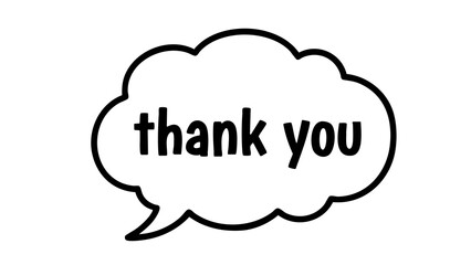 Thank you text with cloud bubble chat