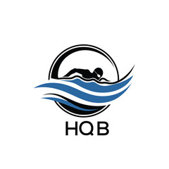 HQB Swimming  Company logo. HQB Water Sports logo design for entrepreneur and business. HTK Training Branding best icon.
