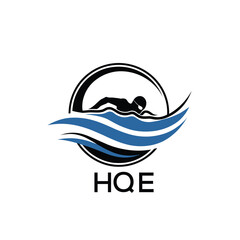 HQE Swimming  Company logo. HQE Water Sports logo design for entrepreneur and business. HTK Training Branding best icon.

