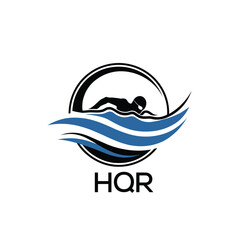 HQR Swimming  Company logo. HQR Water Sports logo design for entrepreneur and business. HTK Training Branding best icon.
