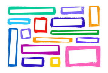 Set of ragged frame Art hand drawn rough rectangle