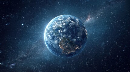 Fototapeta premium The Pale Blue Dot A Distant View of Earth Amidst a Sea of Stars and Galaxies