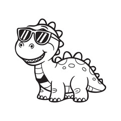 Fototapeta premium Cool Dinosaur Wearing Sunglasses Coloring Page for Kids