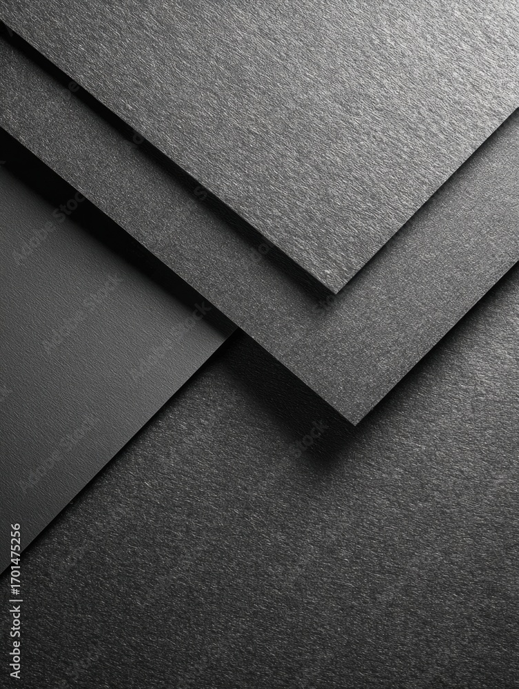 Poster texture and layers of black paper sheets arranged in a stylish layout for artistic or design project