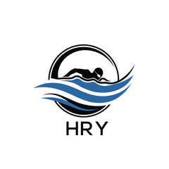 HRY Swimming  Company logo. HRY Water Sports logo design for entrepreneur and business. HTK Training Branding best icon.
