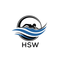 HSW Swimming  Company logo. HSW Water Sports logo design for entrepreneur and business. HTK Training Branding best icon.
