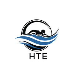 HTE Swimming  Company logo. HTE Water Sports logo design for entrepreneur and business. HTK Training Branding best icon.
