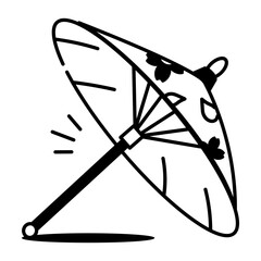 A hand drawn style icon representing traditional umbrella
