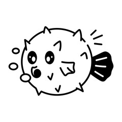  A doodle style icon depicting puffer fish  © Vectors Market