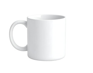 White Ceramic Mug Isolated on a Black Background, an Empty Blank Coffee Cup for Branding or Design Mockups