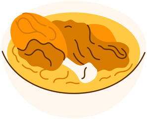 Illustration of Indonesia Traditional Food Opor Ayam