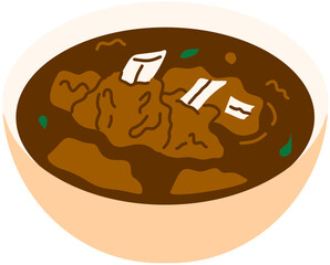 Illustration of Indonesia Traditional Food Rawon