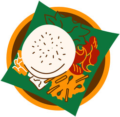 Vector Illustration of Indonesia Traditional Food Nasi Campur