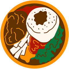 Vector Illustration of Indonesia Traditional Food Nasi Padang
