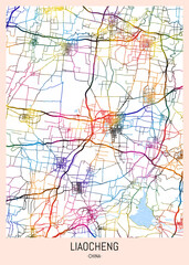 Liaocheng China City Map. city background, abstract city printable, city travel, city banner, modern city, city background, abstract watercolor, abstract paint, urban background
