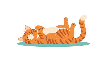 Cute orange tabby cat sleeping on its back with paws up in playful pose adorable feline relaxing in a cozy environment full of joy and contentment