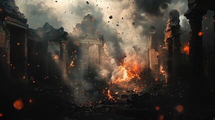 Obraz premium Ruined structures destruction