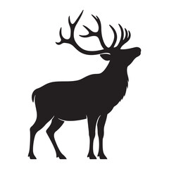 Standing Reindeer Silhouette with Large Antlers