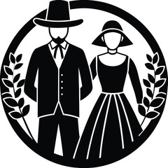 pilgrim couple vector silhouette design