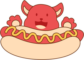 Hot Dog Simple Illustration