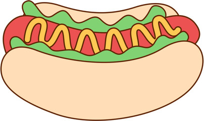 Hot Dog Simple Illustration