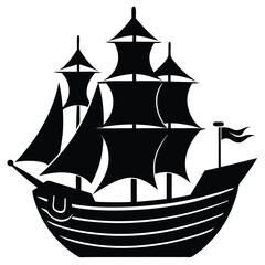 pilgrim ship vector silhouette design © Gajendro