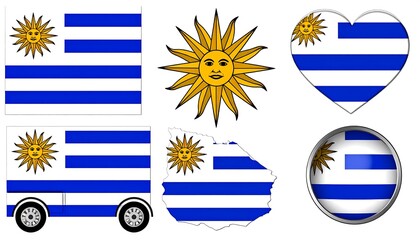 Uruguayan flag variations on white background