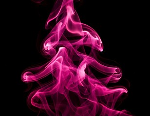 Abstract pink smoke swirls against black