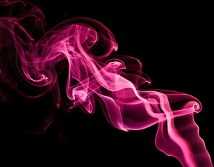 Abstract pink smoke swirls on black