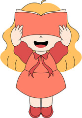 Cute Kid Reading a Book Illustration