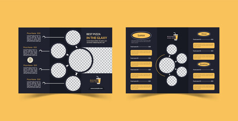 Restaurant trifold brochure and fast food menu Brochure design vector illustration