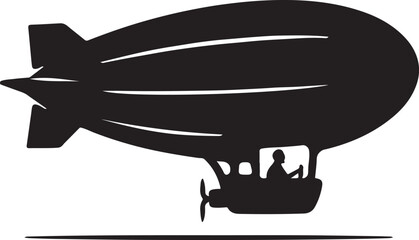 Zeppelin silhouette vector illustration, perfect for vintage aviation, travel, transport, and retro design projects.